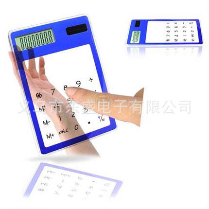 Transparent computer touch calculator solar calculator