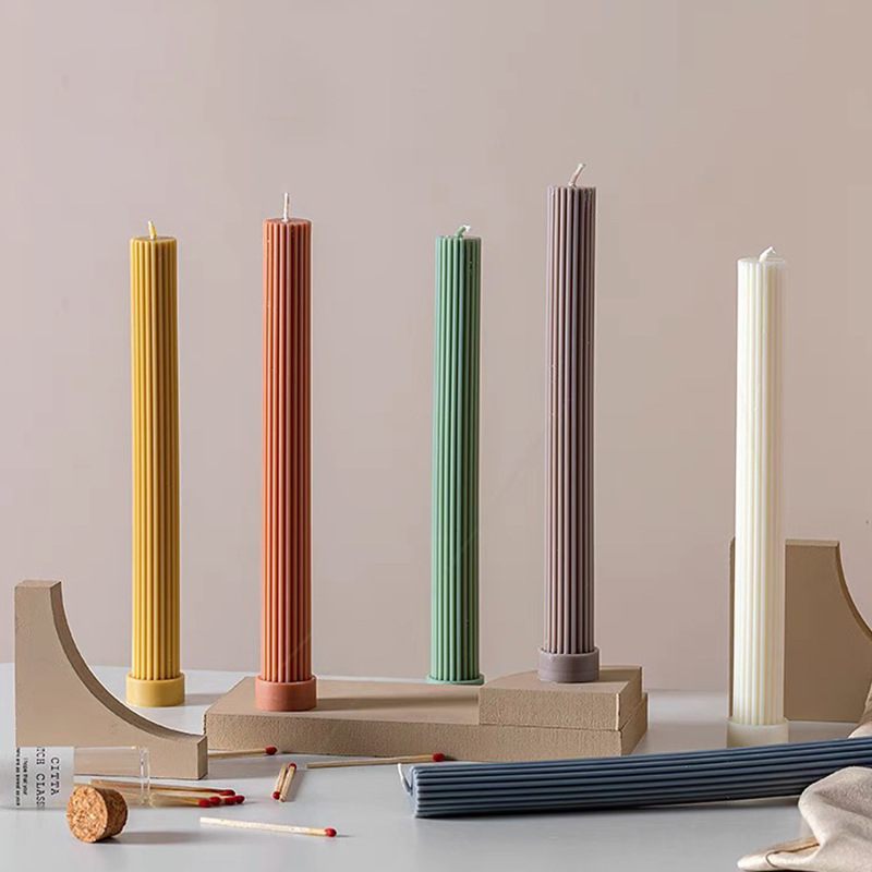 Candy Color Solid Color Aromatherapy Candle Romantic Long Brush Holder Soy Wax Banquet Candlelight Dinner Decoration
