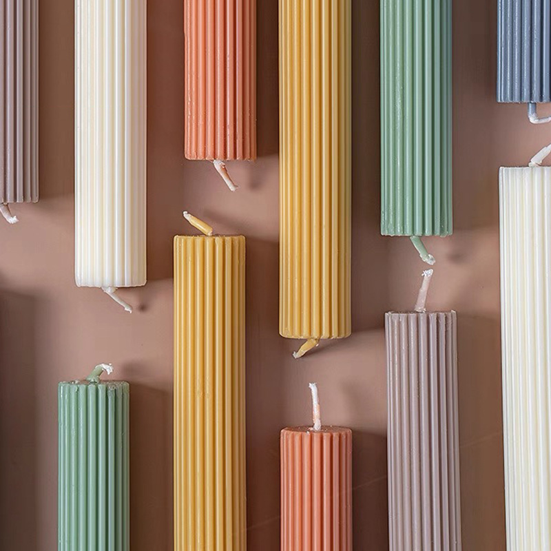 Candy Color Solid Color Aromatherapy Candle Romantic Long Brush Holder Soy Wax Banquet Candlelight Dinner Decoration