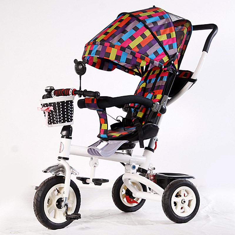 Factory Direct Sales Children&#039;s Three-Wheeled Trolley Baby Child Bicycle with Umbrella Canopy Rear Storage Basket Children&#039;s Toy Car