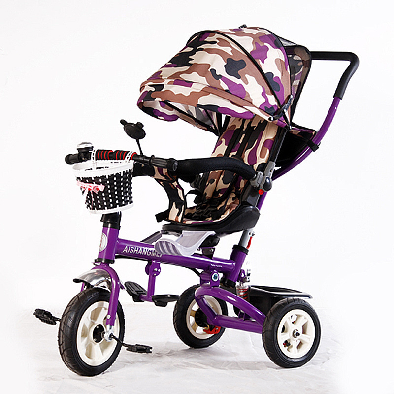 Factory Direct Sales Children&#039;s Three-Wheeled Trolley Baby Child Bicycle with Umbrella Canopy Rear Storage Basket Children&#039;s Toy Car