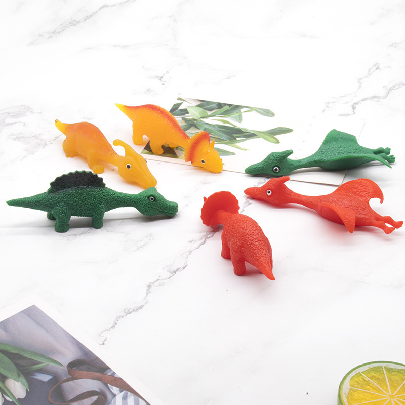 Finger Flipping Dinosaur Toy TPR Soft Rubber Dinosaur Launch Slingshot Finger Flipping Turkey Factory Direct Sales