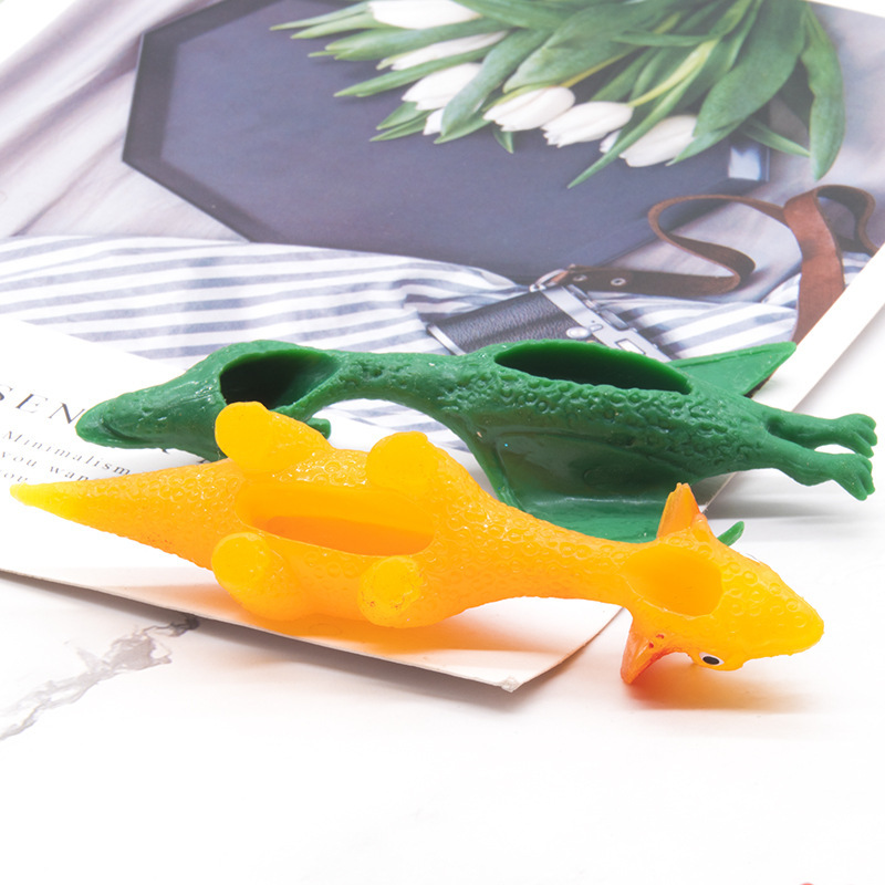Finger Flipping Dinosaur Toy TPR Soft Rubber Dinosaur Launch Slingshot Finger Flipping Turkey Factory Direct Sales