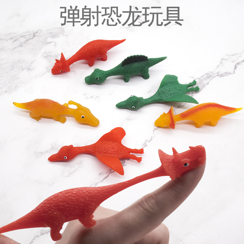 Finger Flipping Dinosaur Toy TPR Soft Rubber Dinosaur Launch Slingshot Finger Flipping Turkey Factory Direct Sales