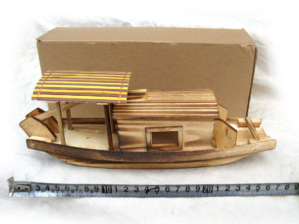 65750 Wooden Fishing Ship Model Home Decoration Children&#039;s Toy Wutan Boat Wooden with Canopy Small Wooden Boat