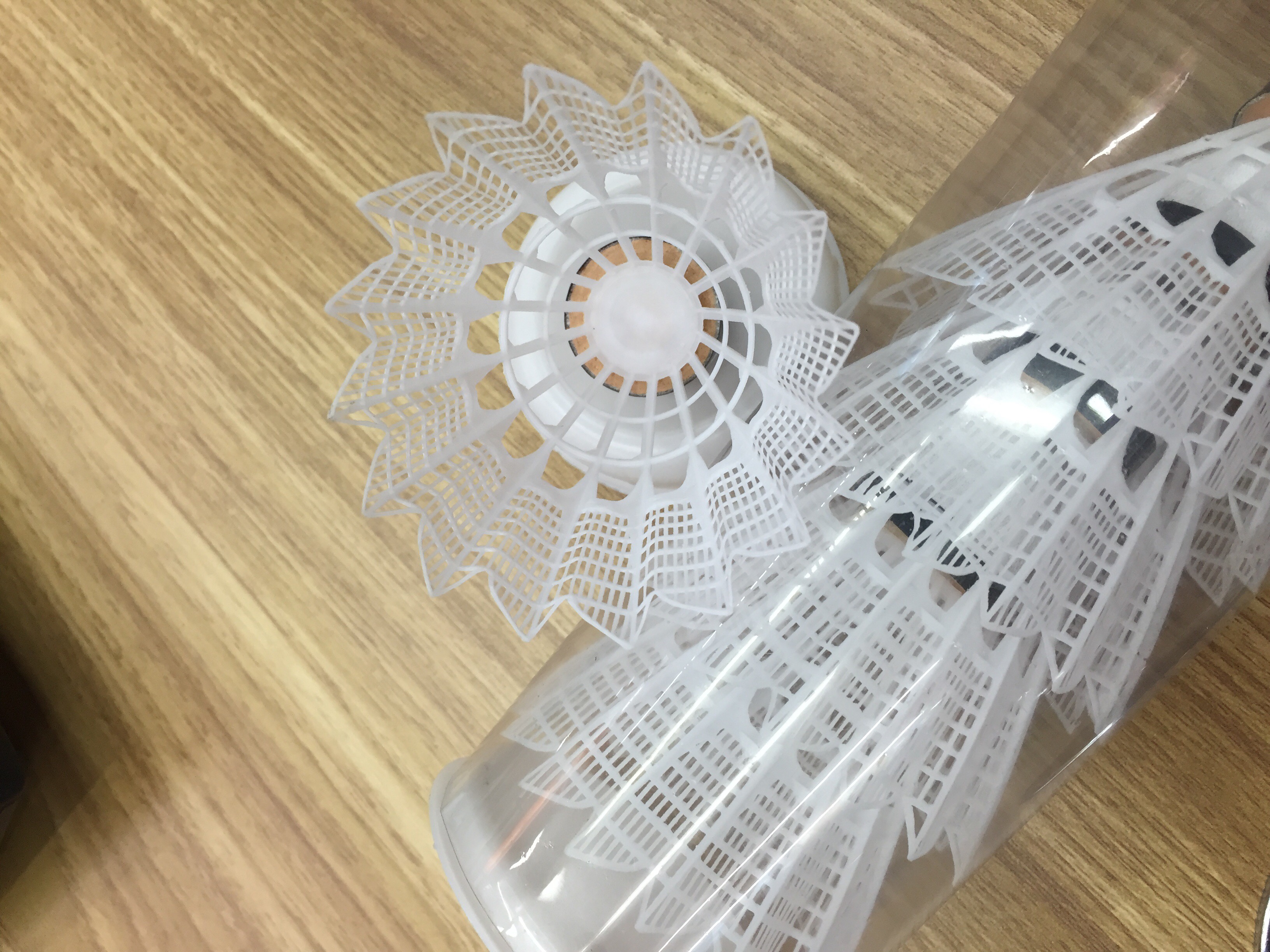Imitation nylon plastic badminton double layer cork ball head white yellow optional 12