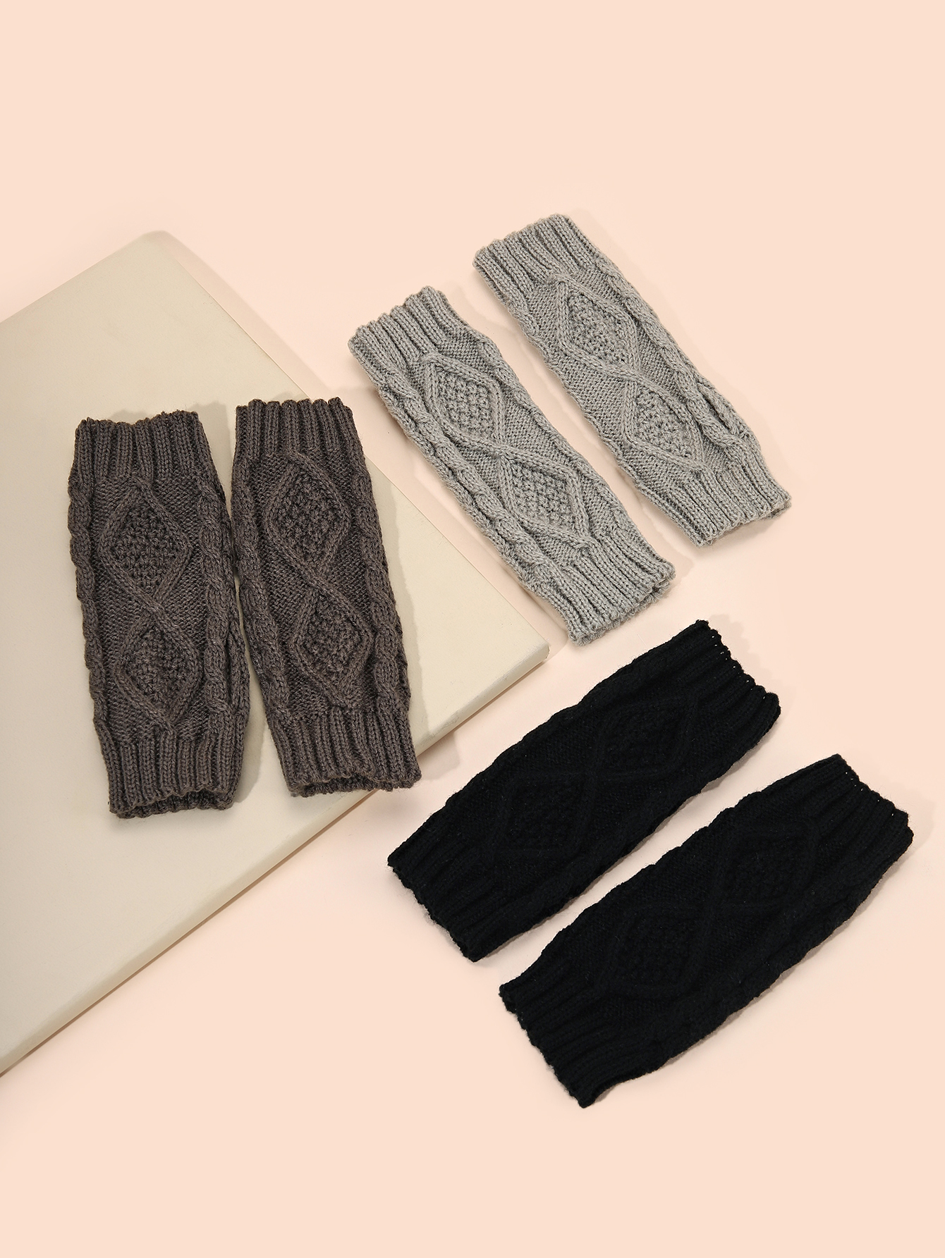 Knit Acrylic Gloves Rhombus Pattern Women Winter Mittens War