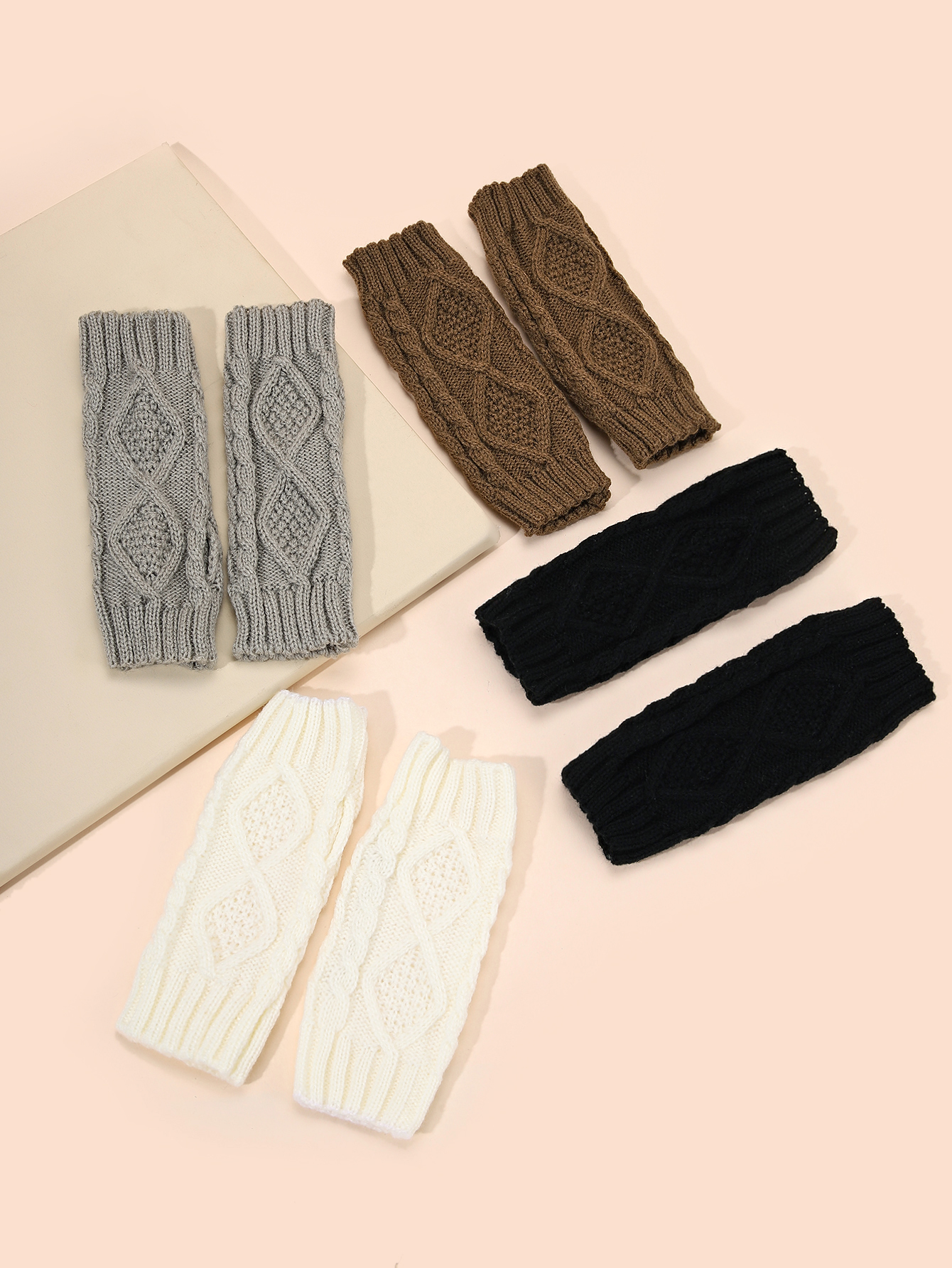 Knit Acrylic Gloves Rhombus Pattern Women Winter Mittens War