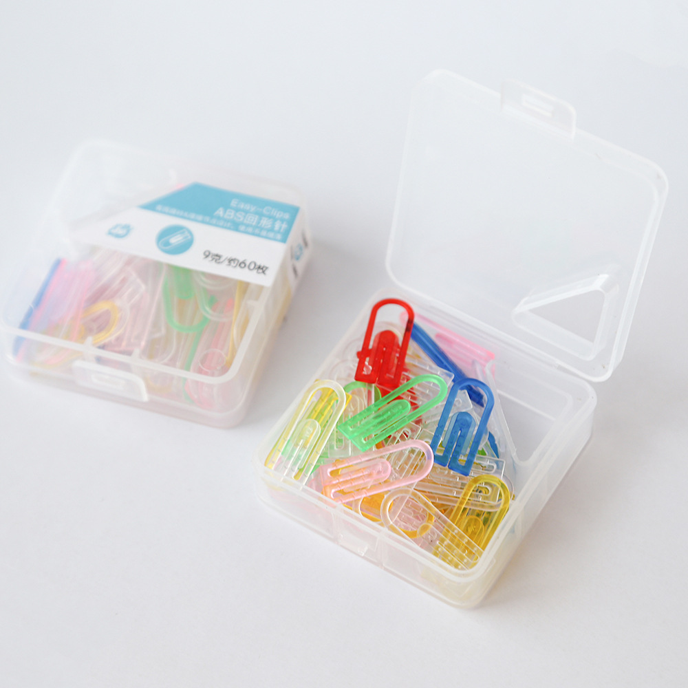 Plastic Paper Clip Office School Supplies Color Student Paper Storage Sorting Pin Boxed Anti-Rust Abs