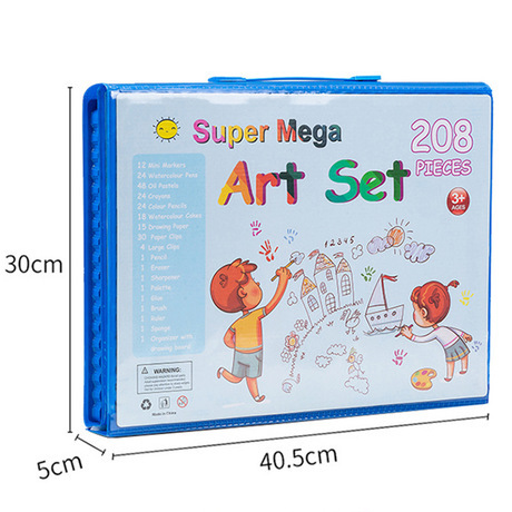 Hot 208-Piece Children&#039;s Painting Set Watercolor Pen Art Supplies Oil Painting Stick Stationery with Easel Board Wax Brush