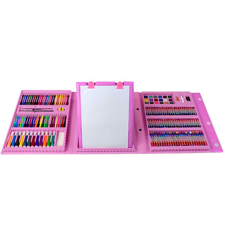 Hot 208-Piece Children&#039;s Painting Set Watercolor Pen Art Supplies Oil Painting Stick Stationery with Easel Board Wax Brush