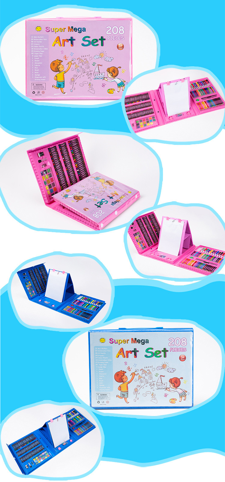 Hot 208-Piece Children's Painting Set Watercolor Pen Art Supplies Oil Painting Stick Stationery with Easel Board Wax Brush Hot 208-Piece Children's Painting Set Watercolor Pen Art Supplies Oil Painting Stick Stationery with Easel Board Wax Brush