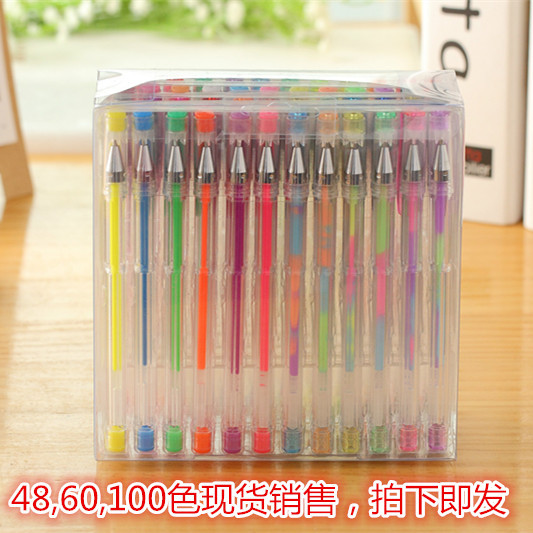 Spot Factory Direct Sales 60 Color Gel Pen Set Pen Set Fluorescent Pen Flash Pen Metallic Pen Set