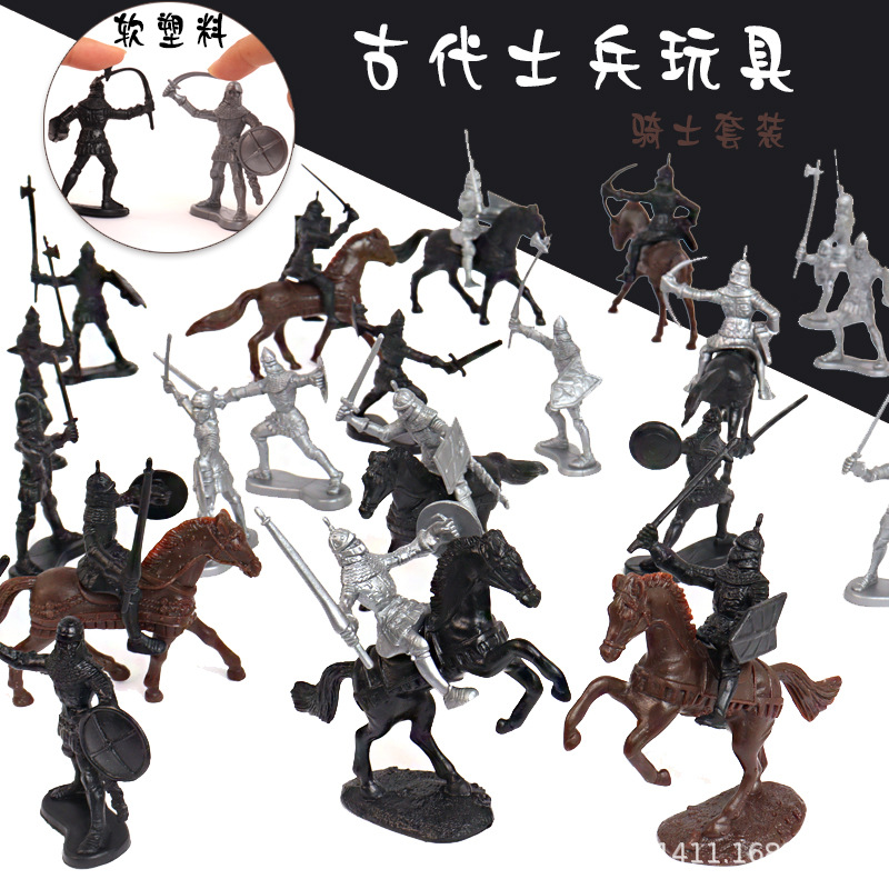 Medieval Soldier Model Warrior Knight Model Decoration Ancient Cavalry War Horse War Toy Set