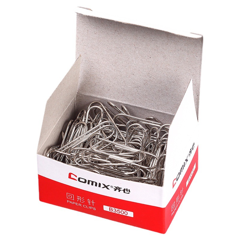 Qixin Office Supplies Nickel Plated Anti-Rust Clip Metal Paper Clip 100 Pieces/Box 29mm B3500