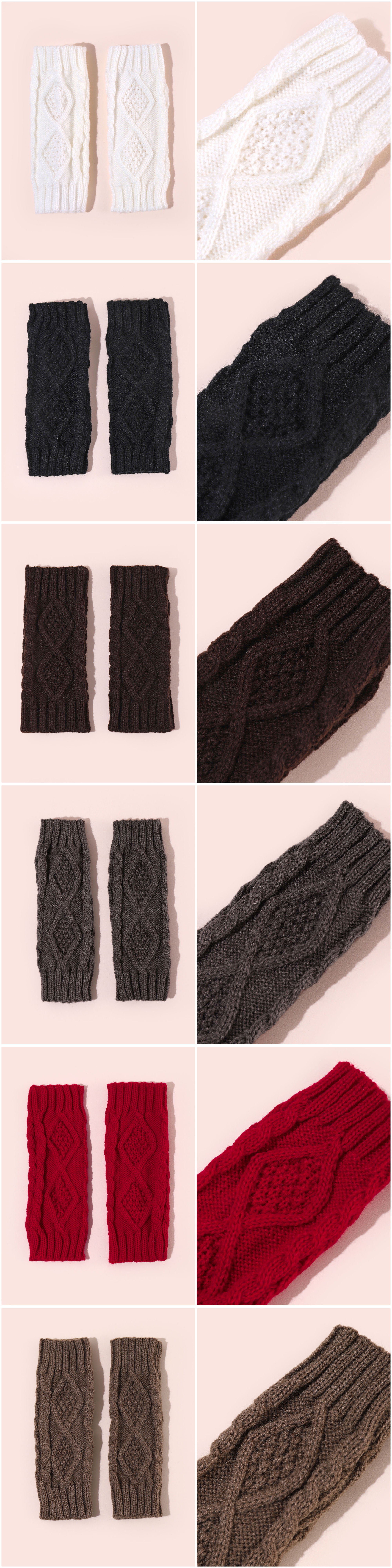 Knit Acrylic Gloves Rhombus Pattern Women Winter Mittens War