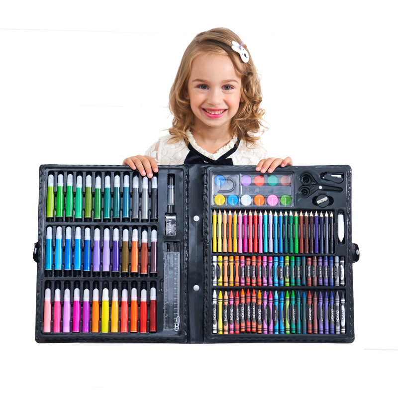 Children&#039;s 150 Brush Watercolor Pen Crayon Wax Stick Painting Tool Set Kindergarten School Supplies Drawing Set