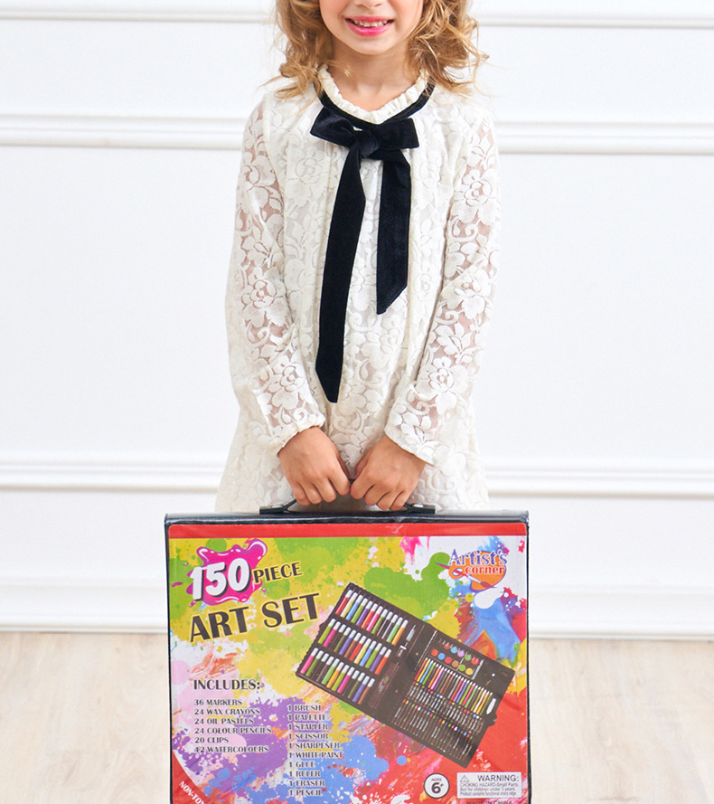 Children's 150 Brush Watercolor Pen Crayon Wax Stick Painting Tool Set Kindergarten School Supplies Drawing Set Children's 150 Brush Watercolor Pen Crayon Wax Stick Painting Tool Set Kindergarten School Supplies Drawing Set