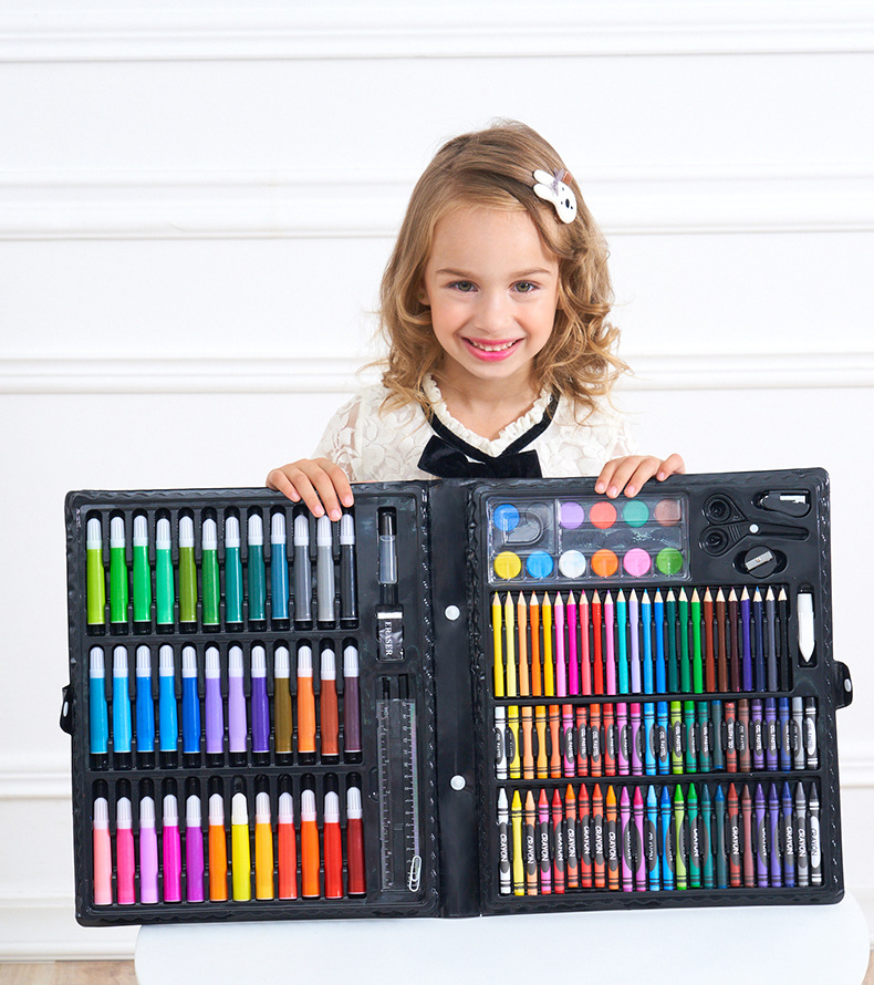Children's 150 Brush Watercolor Pen Crayon Wax Stick Painting Tool Set Kindergarten School Supplies Drawing Set Children's 150 Brush Watercolor Pen Crayon Wax Stick Painting Tool Set Kindergarten School Supplies Drawing Set