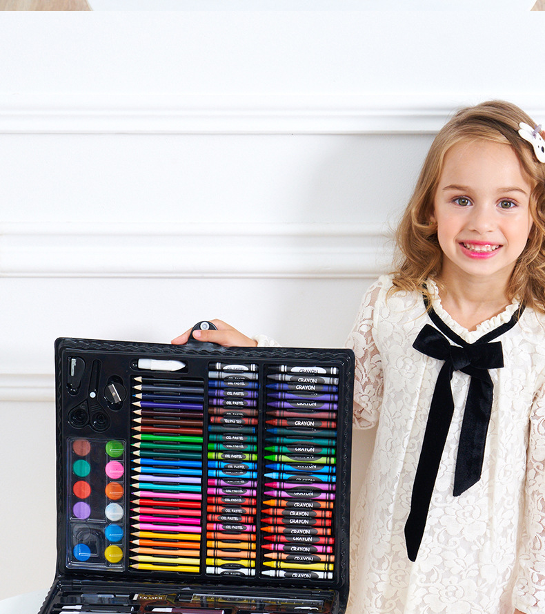 Children's 150 Brush Watercolor Pen Crayon Wax Stick Painting Tool Set Kindergarten School Supplies Drawing Set Children's 150 Brush Watercolor Pen Crayon Wax Stick Painting Tool Set Kindergarten School Supplies Drawing Set