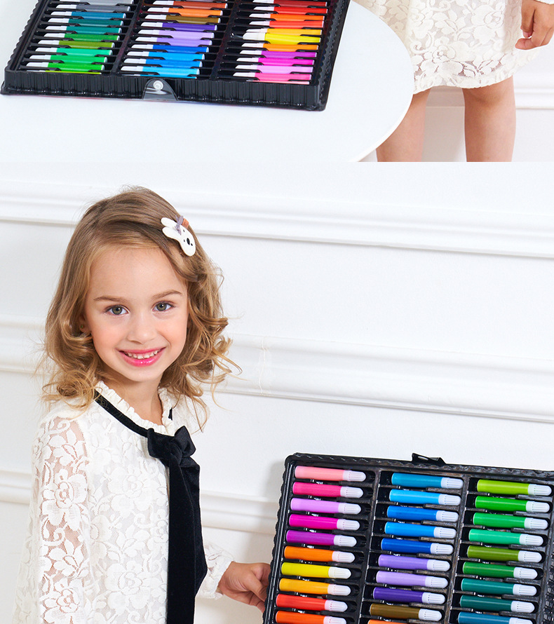 Children's 150 Brush Watercolor Pen Crayon Wax Stick Painting Tool Set Kindergarten School Supplies Drawing Set Children's 150 Brush Watercolor Pen Crayon Wax Stick Painting Tool Set Kindergarten School Supplies Drawing Set