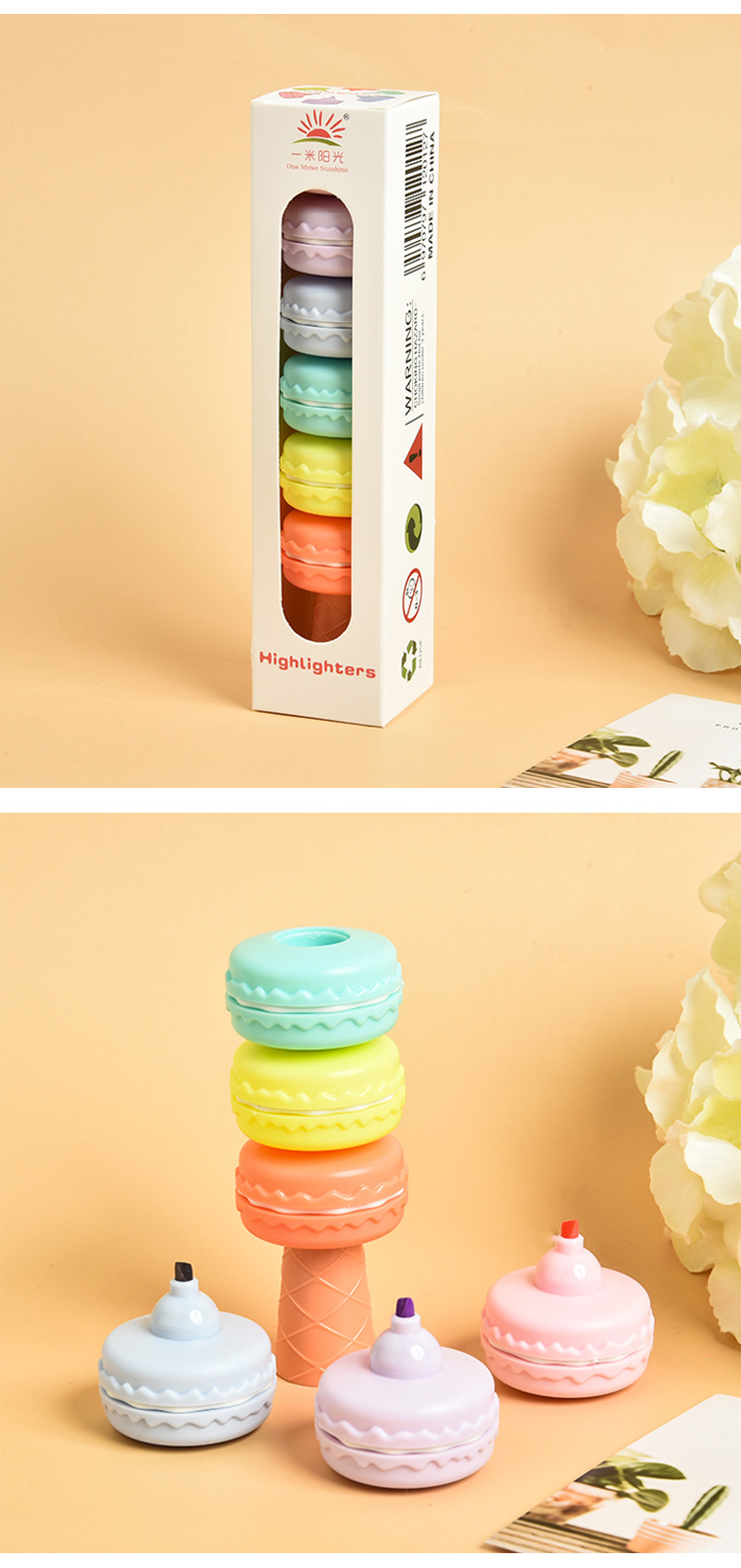 [Macaron Series] 6-Color Set Mini Sweet Multi-Color Series Fluorescent Pen Fluorescent Pen Wholesale Customizable