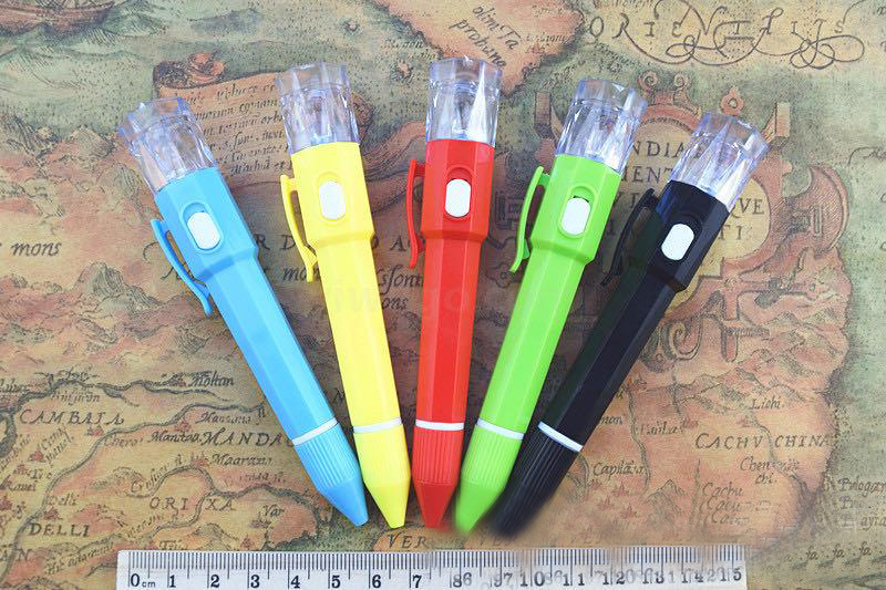 Creative Fun Flashlight Luminous Pen Monochromatic Lamp Color Light Rotating Core Flashlight Ballpoint Pen Signature Pen