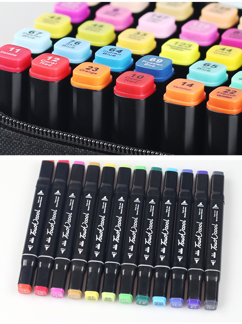 Painting Touch Marker Pen Genuine Double-Headed Alcohol Oily Marker Pen Set 40 Colors 60 Colors 80 Colors Marking Pen