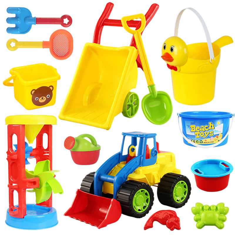 Children&#039;s Beach Toy Suit Baby Playing in Water Sand Digging Tool Ketsumeishi Sand Basin Trolley Bucket Hourglass Shovel