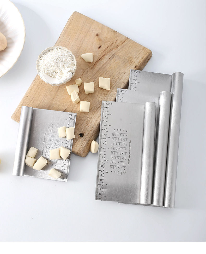 Wholesale with Scale Stainless Steel Dough Scraper Integrated Flour Cutter Rice Noodles Scraper Baking Tool Dough Shovel Wholesale with Scale Stainless Steel Dough Scraper Integrated Flour Cutter Rice Noodles Scraper Baking Tool Dough Shovel