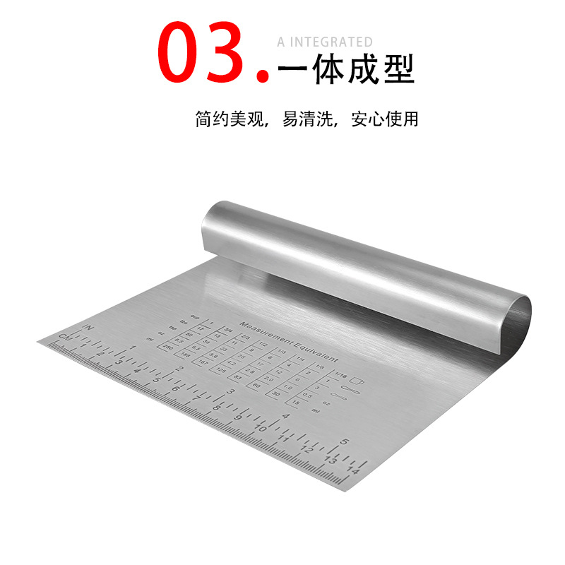 Wholesale with Scale Stainless Steel Dough Scraper Integrated Flour Cutter Rice Noodles Scraper Baking Tool Dough Shovel