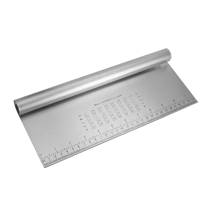 Wholesale with Scale Stainless Steel Dough Scraper Integrated Flour Cutter Rice Noodles Scraper Baking Tool Dough Shovel