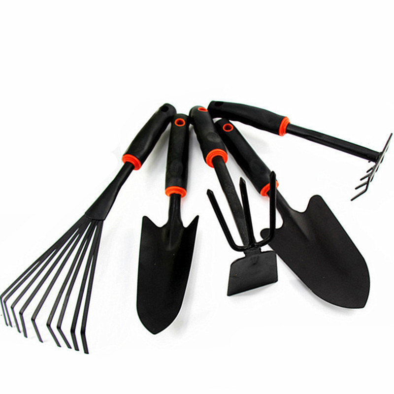 Black Plastic Handle Gardening Four-Piece Pot Spade Dual-Purpose Hoe Shovel Agricultural Shovel Gardening Tool Kit