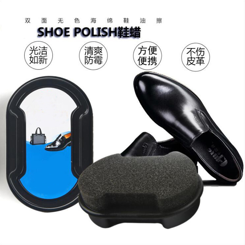 Shoe Polish Brush Plastic Brush Colorless Double-Sided Sponge Shoe Wax Transparent Portable Bright Sponge Shoe Brush