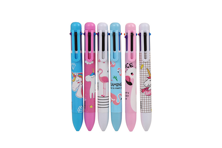Creative stationery color ballpoint pen cute student 6 color flamingo oil pen cartoon unicorn ballpoint pen factory Creative stationery color ballpoint pen cute student 6 color flamingo oil pen cartoon unicorn ballpoint pen factory