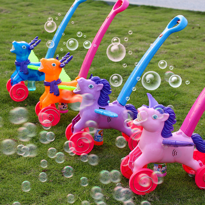 Hand Push Bulb-Producing Car Bubble Machine Automatic Children&#039;s Toy Bubble Gun Bubble Blowing Children&#039;s Outdoor Live Pony Toys
