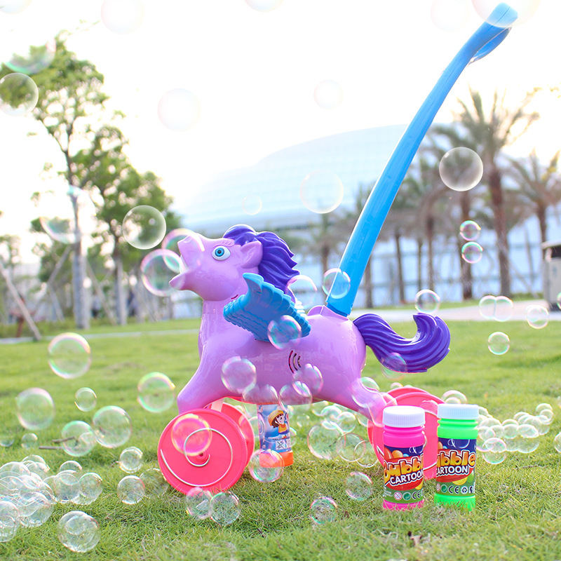 Hand Push Bulb-Producing Car Bubble Machine Automatic Children&#039;s Toy Bubble Gun Bubble Blowing Children&#039;s Outdoor Live Pony Toys