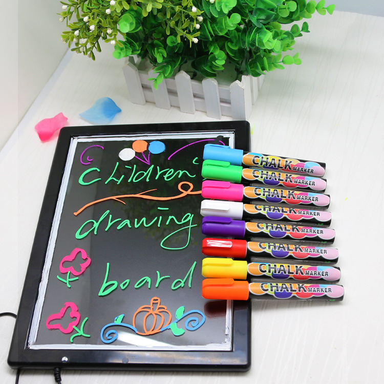 Factory Direct Sales Liquid Chalk Dust-Free Light Board Pen Fluorescent Screen Special Erasable Marker Blackboard Liquid Chalk