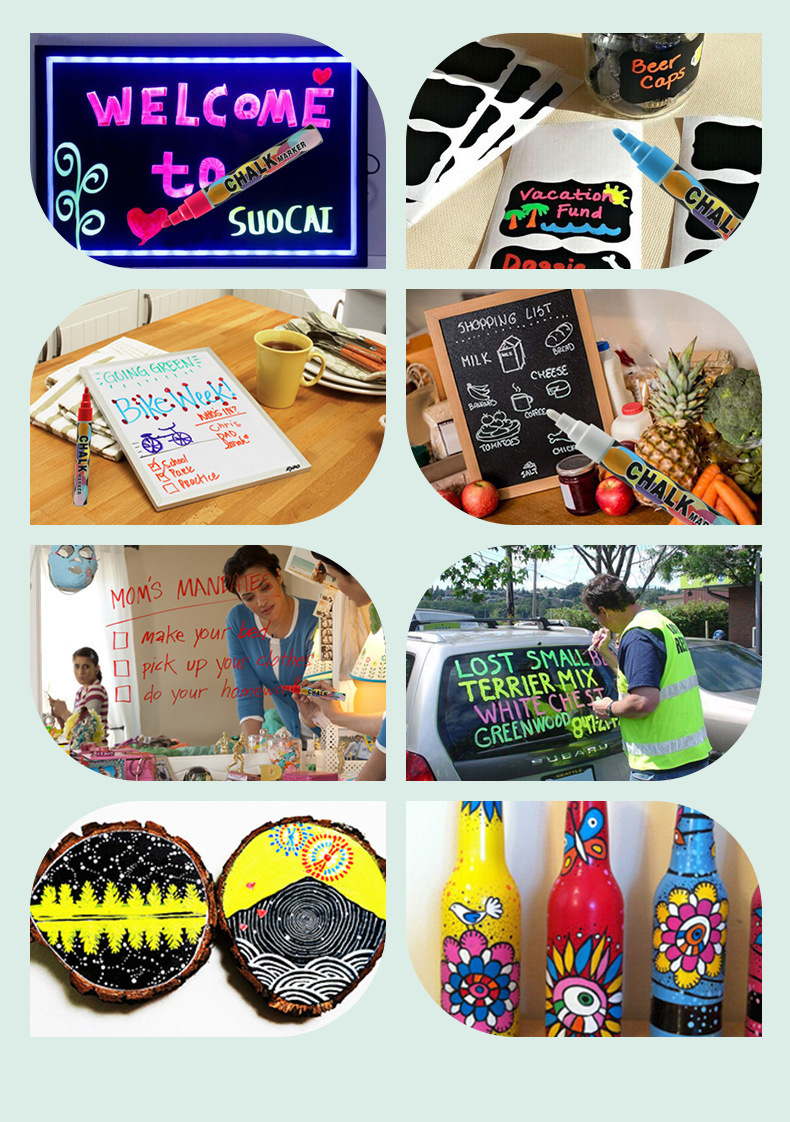 Factory Direct Sales Liquid Chalk Dust-Free Light Board Pen Fluorescent Screen Special Erasable Marker Blackboard Liquid Chalk