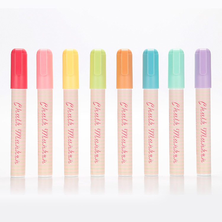 Factory Direct Sales Macaron Oil Pen Erasable Liquid Chalk Children Paintbrush Dust-Free Environmental Marker Pen 8 Colors