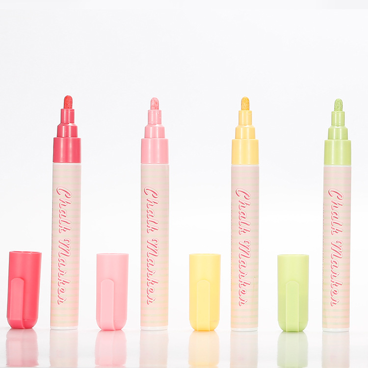 Factory Direct Sales Macaron Oil Pen Erasable Liquid Chalk Children Paintbrush Dust-Free Environmental Marker Pen 8 Colors