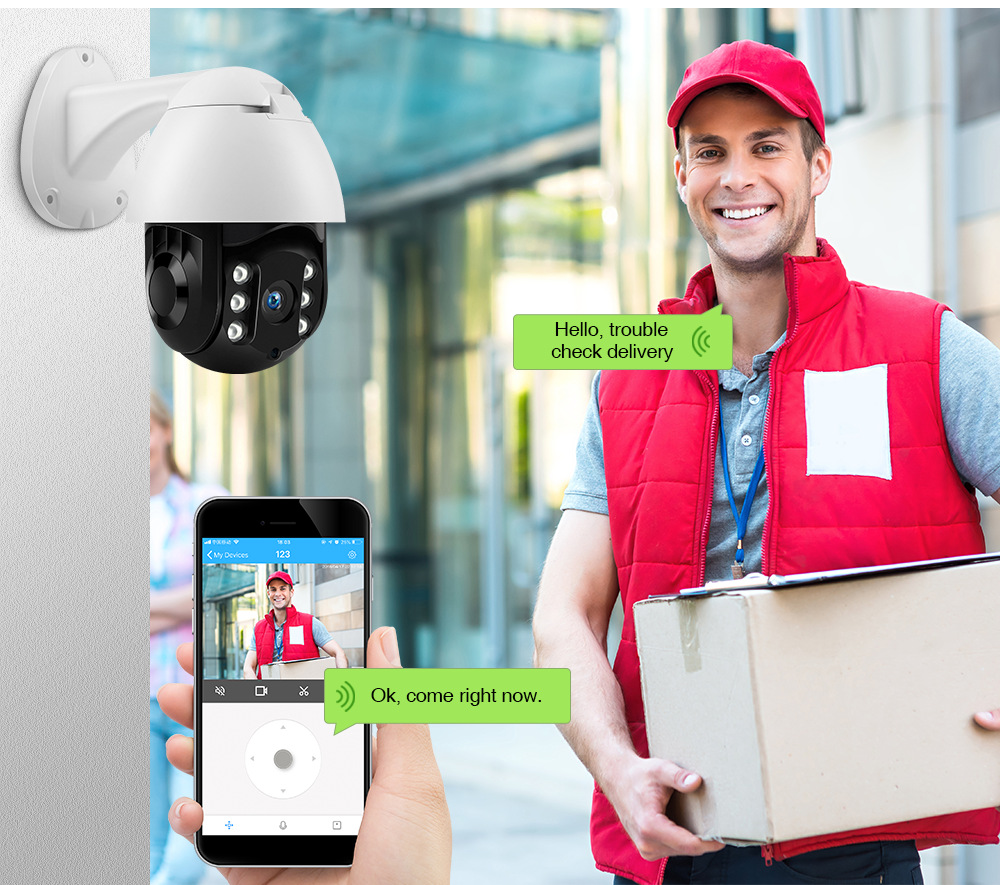 Wireless Automatic Tracking Tracking Ball Machine Camera Outdoor Waterproof Two-Way Intercom PTZ Control Day and Night Infrared Night Vision Wireless Automatic Tracking Tracking Ball Machine Camera Outdoor Waterproof Two-Way Intercom PTZ Control Day and Night Infrared Night Vision