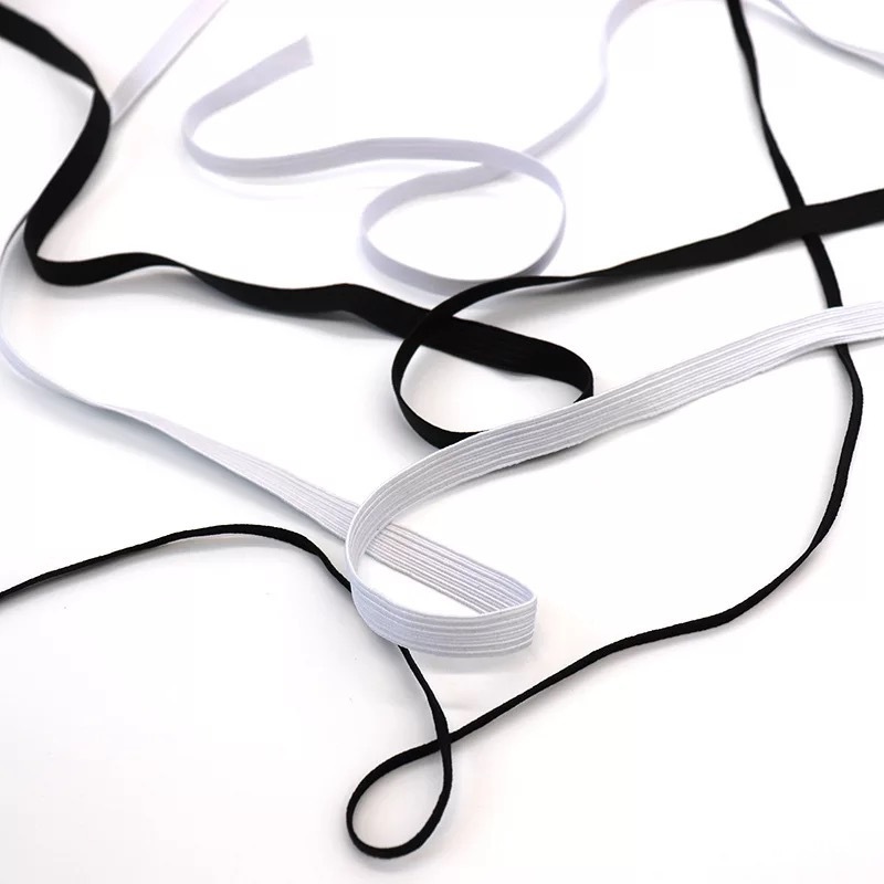 Factory in Stock Wholesale 0.3 Cm-1. 2cm Black White Walking Belt Horse Running Belt Cuff Elastic Band Flat Elastic Ribbon