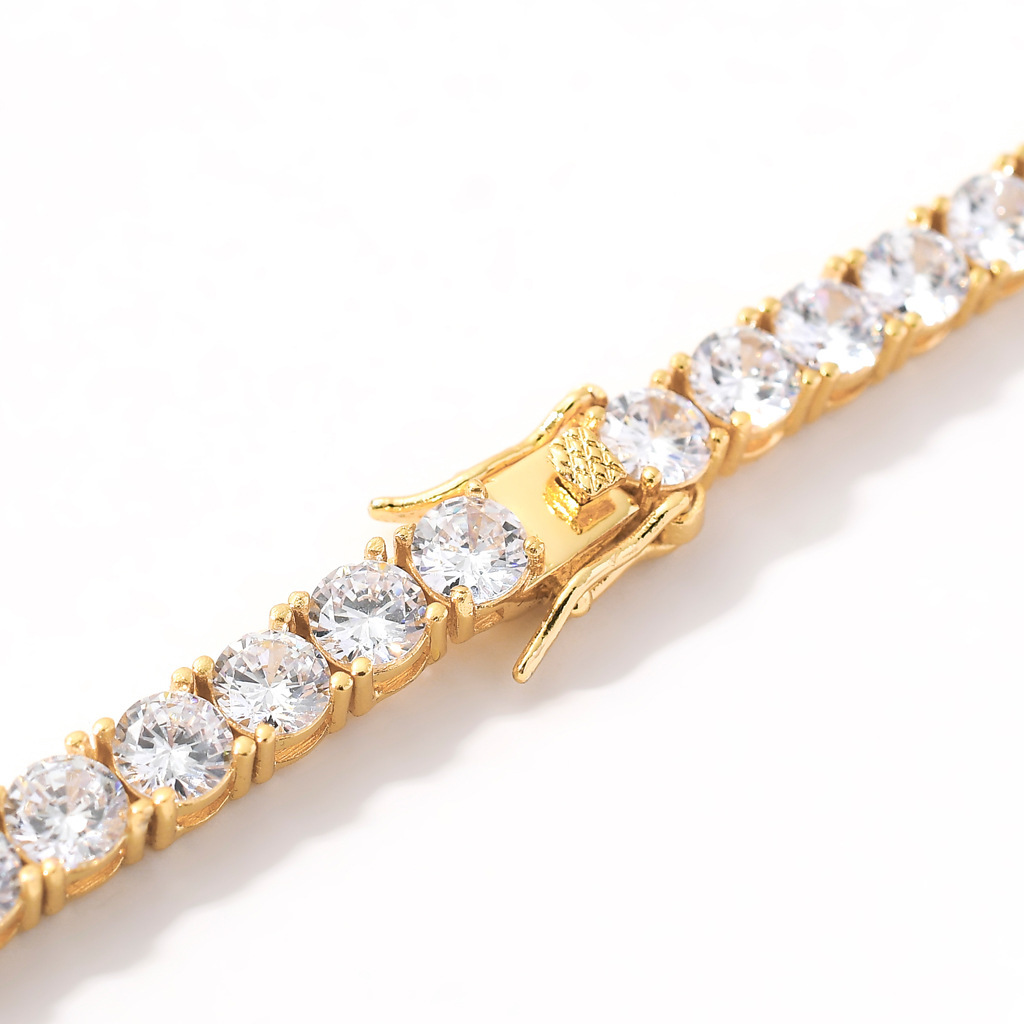 European and American Style Necklace Hip Hop 3mm 5mm Zircon Tennis Chain Zircon Bracelet Necklace Tennis Chain European and American Style Necklace Hip Hop 3mm 5mm Zircon Tennis Chain Zircon Bracelet Necklace Tennis Chain