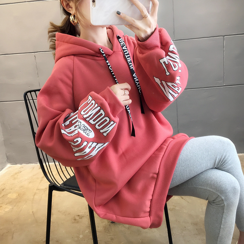 250g David style autumn/winter update hoodie with velvet cuff monogram print long sleeve sweater for women 250g David style autumn/winter update hoodie with velvet cuff monogram print long sleeve sweater for women