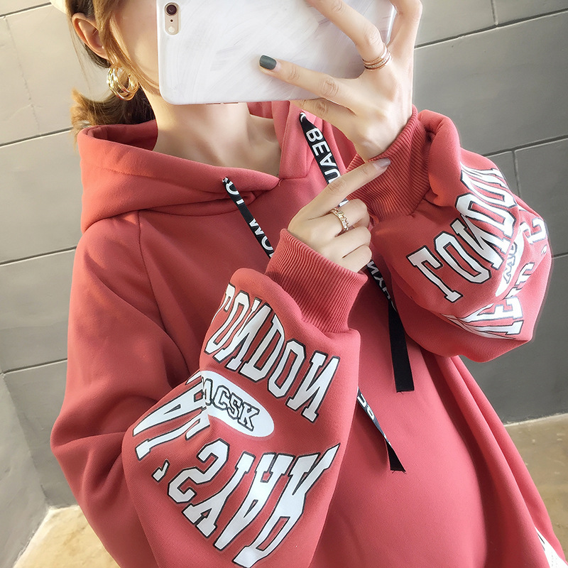 250g David style autumn/winter update hoodie with velvet cuff monogram print long sleeve sweater for women 250g David style autumn/winter update hoodie with velvet cuff monogram print long sleeve sweater for women