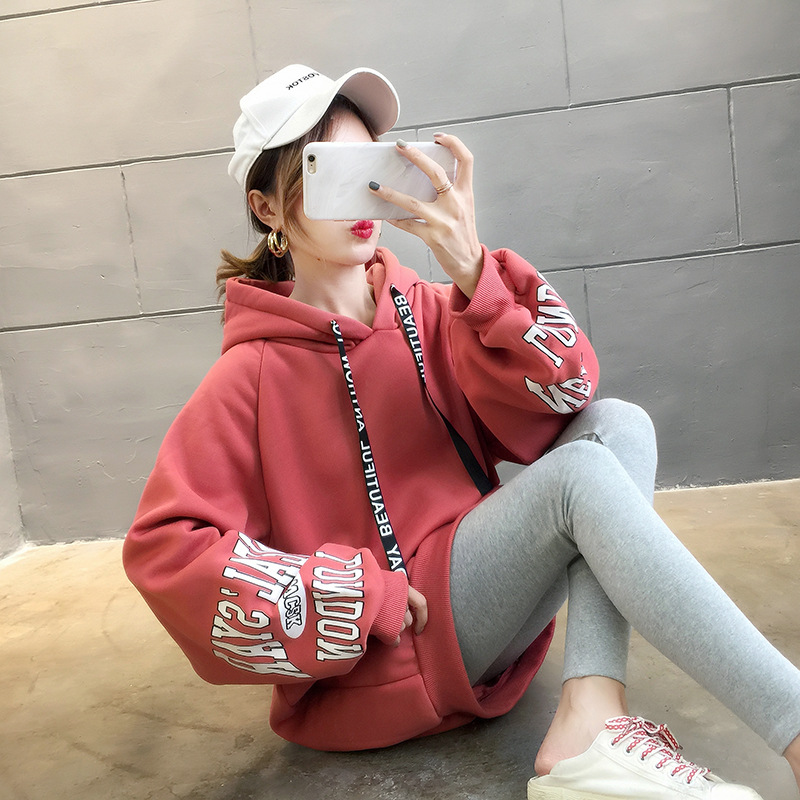 250g David style autumn/winter update hoodie with velvet cuff monogram print long sleeve sweater for women 250g David style autumn/winter update hoodie with velvet cuff monogram print long sleeve sweater for women
