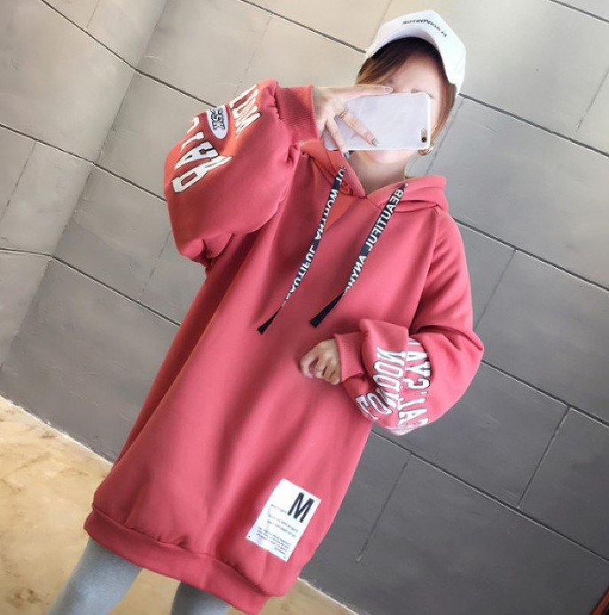 250g David style autumn/winter update hoodie with velvet cuff monogram print long sleeve sweater for women