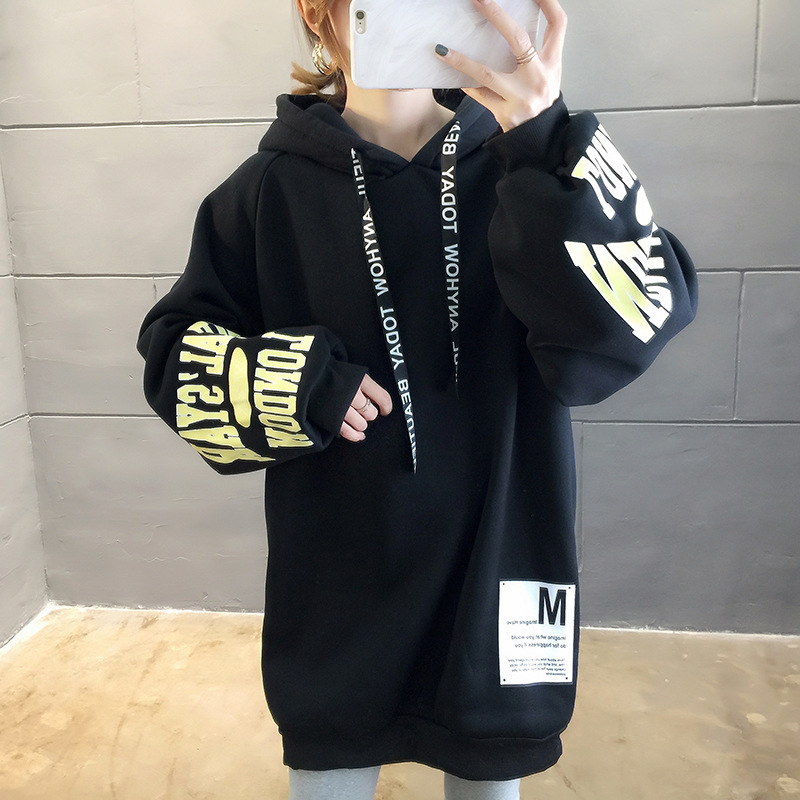 250g David style autumn/winter update hoodie with velvet cuff monogram print long sleeve sweater for women 250g David style autumn/winter update hoodie with velvet cuff monogram print long sleeve sweater for women