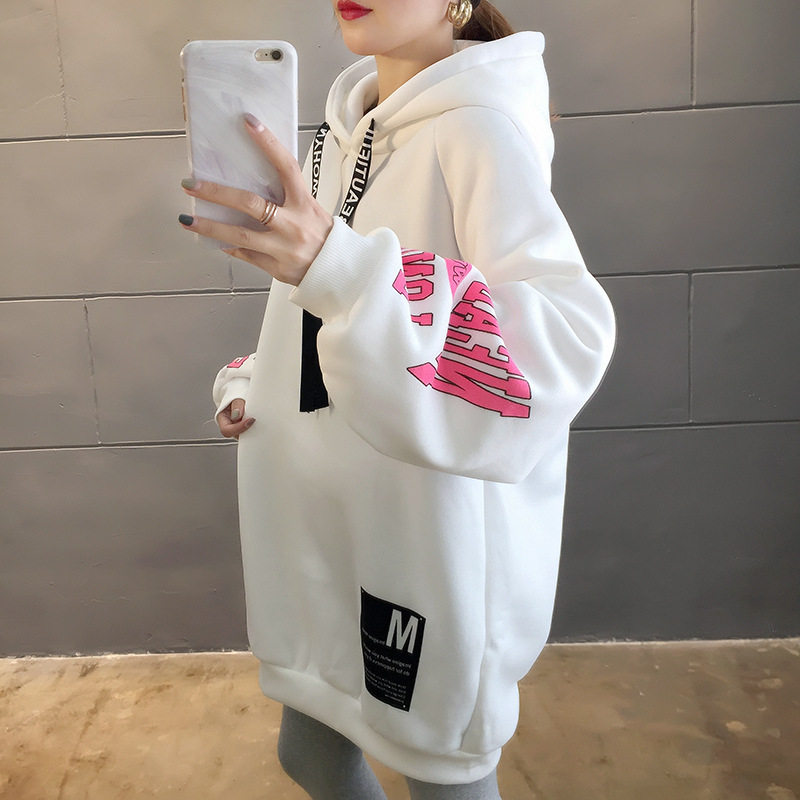 250g David style autumn/winter update hoodie with velvet cuff monogram print long sleeve sweater for women 250g David style autumn/winter update hoodie with velvet cuff monogram print long sleeve sweater for women